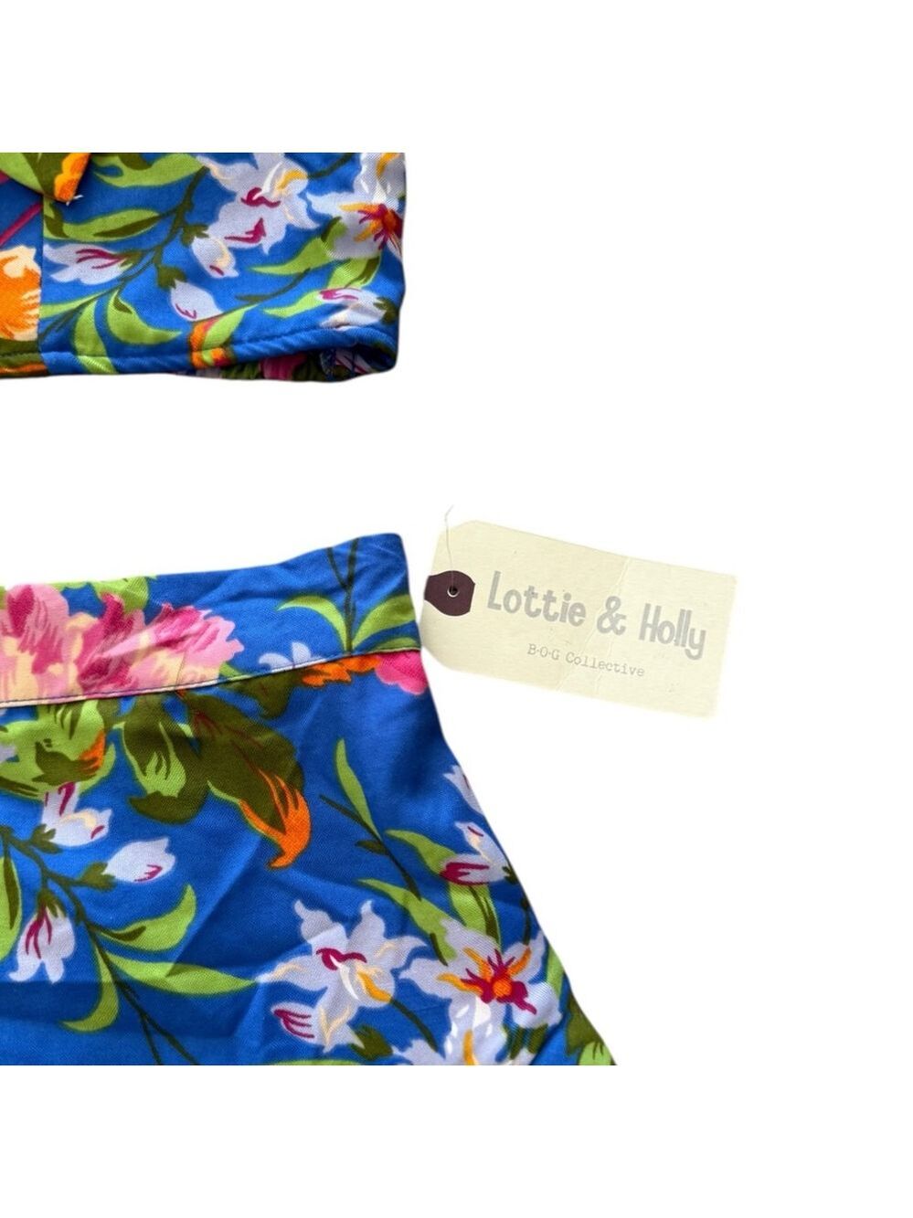 Lottie & Holly BOG Collective Size L Blue Pink Floral Two Piece Set NWT - Picture 6 of 9